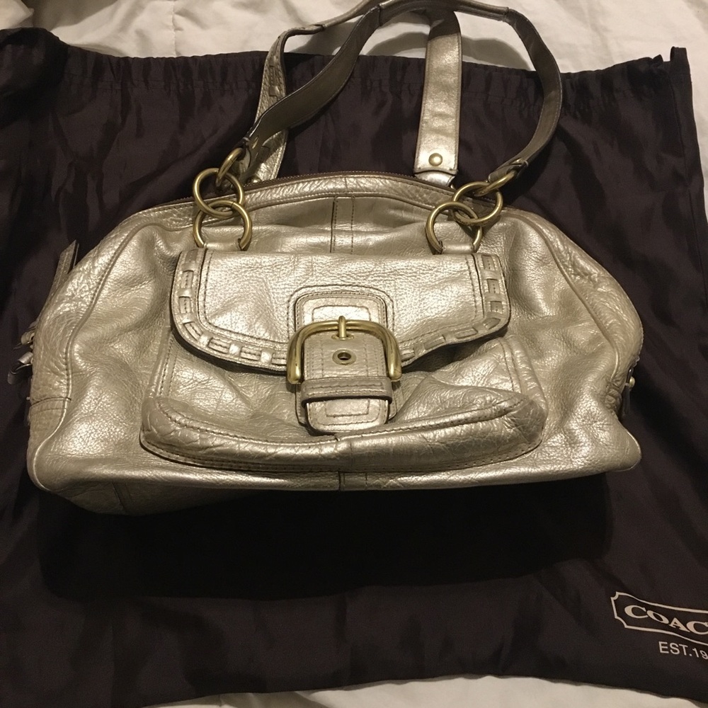 Gold leather Coach satchel